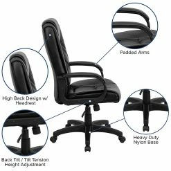 Flash Furniture High Back Leather Swivel Executive Office Chair With Padded Arms, Black -Office Chairs Shop unnamed file 2750