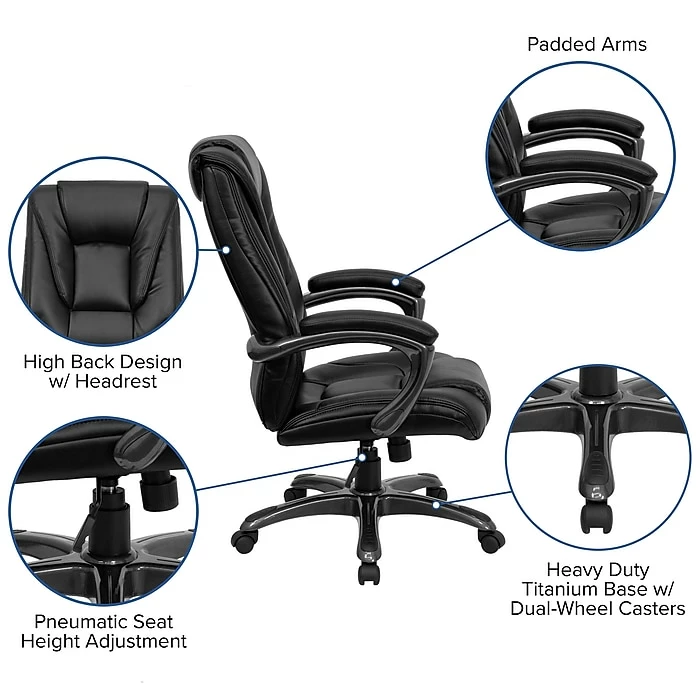 Flash Furniture LeatherSoft Executive Chair, Gray/Black (GO-7194B-BK-GG) 7 Flash Furniture LeatherSoft Executive Chair, Gray/Black (GO-7194B-BK-GG) - Image 5
