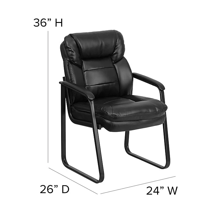Flash Furniture Leather Mid Back Executive Side Chair With Sled Base, Black 8 Flash Furniture Leather Mid Back Executive Side Chair With Sled Base, Black - Image 6