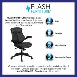 Flash Furniture Leather Mid-Back Exec Swivel Office Chair W/Back Angle Adj & Flip-Up Arms, Black (BLZP804) -Office Chairs Shop unnamed file 296