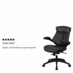 Flash Furniture Leather Mid-Back Exec Swivel Office Chair W/Back Angle Adj & Flip-Up Arms, Black (BLZP804) -Office Chairs Shop unnamed file 297