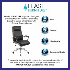 Flash Furniture High Back Designer Leather Executive Swivel Office Chair With Padded Arms And Chrome Base, Black (GO2192BK) -Office Chairs Shop unnamed file 2977