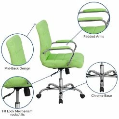 Flash Furniture Mid-Back, Green Vinyl Executive Swivel Office Chair With Chrome Arms [GO-2240-GN-GG] -Office Chairs Shop unnamed file 2985