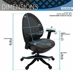 Techni Mobili Deco Lux Ergonomic Mesh Swivel Executive Chair, Black (RTA-1819C-BK) -Office Chairs Shop unnamed file 3005