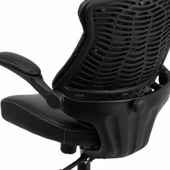 Flash Furniture Leather Mid-Back Exec Swivel Office Chair W/Back Angle Adj & Flip-Up Arms, Black (BLZP804) -Office Chairs Shop unnamed file 301