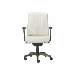 La-Z-Boy Bennett Ergonomic Faux Leather Swivel Executive Chair, White (CHR10082A)