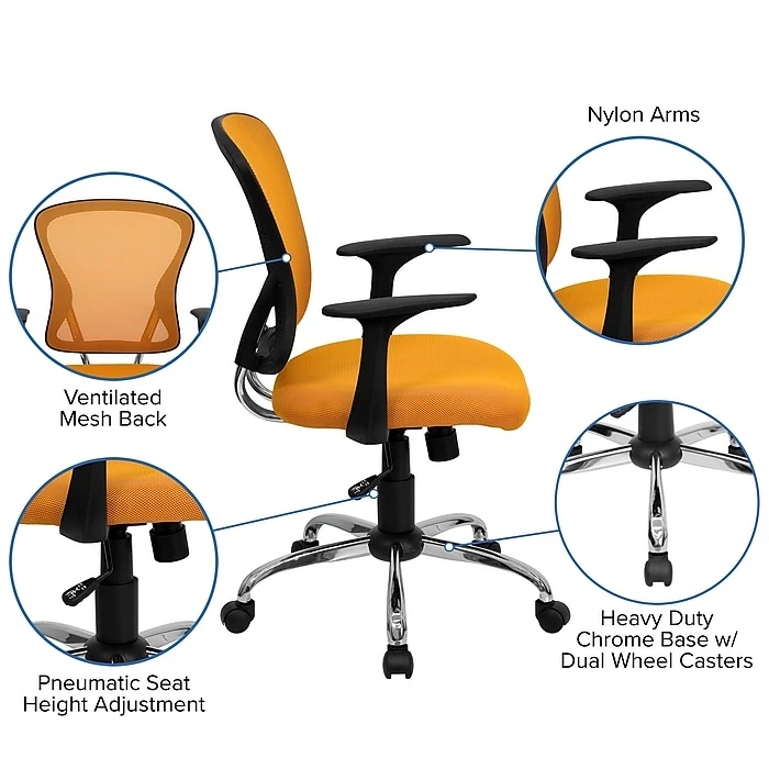 Flash Furniture Mid-Back Office Chair, Orange 7 Flash Furniture Mid-Back Office Chair, Orange - Image 5