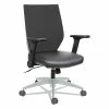 Alera Mesh Office Chair With Leather Pivot Arms , Gray