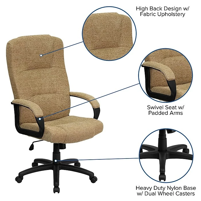 Flash Furniture High Back Fabric Executive Office Chairs (BT9022BGE) 8 Flash Furniture High Back Fabric Executive Office Chairs (BT9022BGE) - Image 6