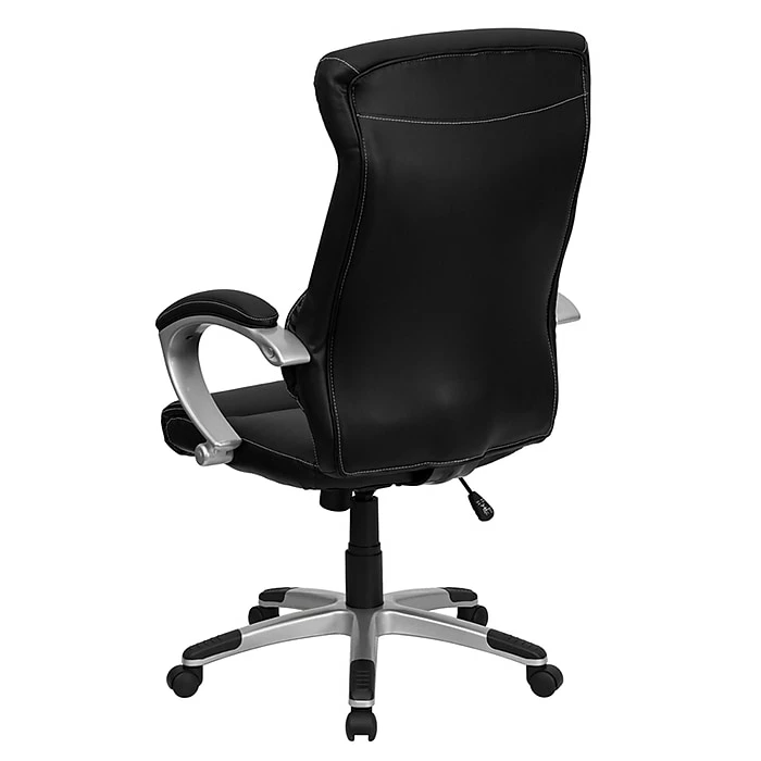 Flash Furniture High Back Leather Executive Office Chair With Contrasting White Stitch, Black 6 Flash Furniture High Back Leather Executive Office Chair With Contrasting White Stitch, Black - Image 4