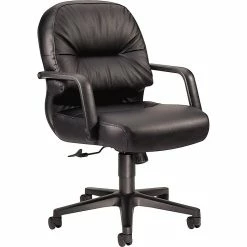 HON® 2090 Series Leather Executive Mid-Back Chair, Black