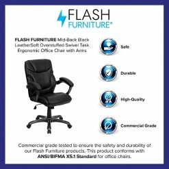 Flash Furniture Mid-Back Leather Overstuffed Office Chair, Black -Office Chairs Shop unnamed file 3232