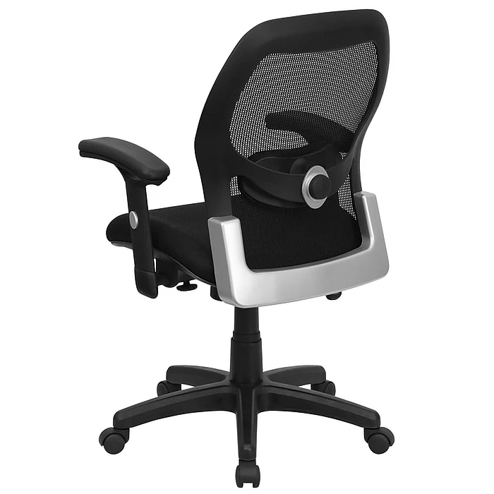 Flash Furniture Mid Back Super Mesh Office Chair With Black Fabric Seat, Black 6 Flash Furniture Mid Back Super Mesh Office Chair With Black Fabric Seat, Black - Image 4