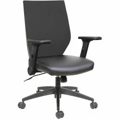 Alera® Mesh/Leather Chair With Pivot Arm , Black