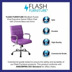 Flash Furniture Mid-Back, Purple Vinyl Executive Swivel Office Chair With Chrome Arms [GO-2240-PUR-GG] -Office Chairs Shop unnamed file 3253