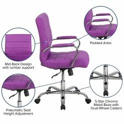 Flash Furniture Mid-Back, Purple Vinyl Executive Swivel Office Chair With Chrome Arms [GO-2240-PUR-GG] -Office Chairs Shop unnamed file 3254