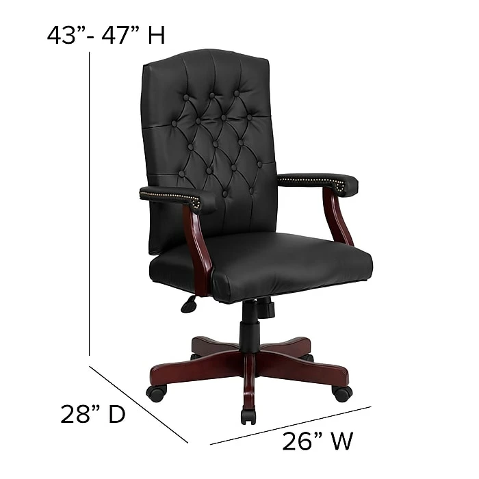 Flash Furniture Swivel Leather Executive Chair, Fixed Arms, Black 8 Flash Furniture Swivel Leather Executive Chair, Fixed Arms, Black - Image 6