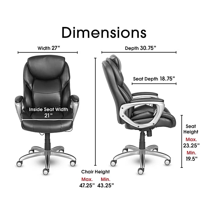 Serta My Fit Ergonomic Bonded Leather Swivel Executive Chair, Black (CHR100015) 8 Serta My Fit Ergonomic Bonded Leather Swivel Executive Chair, Black (CHR100015) - Image 6