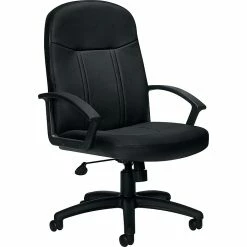GIS Offices To Go Luxhide Bonded Leather Executive Mid-Back Chair, Black (OTG11616B)