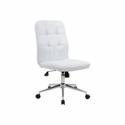Boss Millennial Modern Faux Leather Computer And Desk Chair, White (B330-WT)