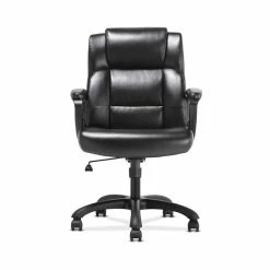 Sadie Mid-Back Executive Chair, Fixed Padded Arms, Black Leather (BSXVST305) -Office Chairs Shop unnamed file 3584
