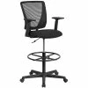 Flash Furniture Ergonomic Mid-Back Mesh Drafting Chair With Black Fabric Seat, Adjustable Foot Ring And Arms [GO-2100-A-GG]