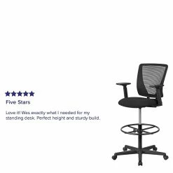 Flash Furniture Ergonomic Mid-Back Mesh Drafting Chair With Black Fabric Seat, Adjustable Foot Ring And Arms [GO-2100-A-GG] -Office Chairs Shop unnamed file 3589