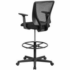 Flash Furniture Ergonomic Mid-Back Mesh Drafting Chair With Black Fabric Seat, Adjustable Foot Ring And Arms [GO-2100-A-GG] -Office Chairs Shop unnamed file 3592