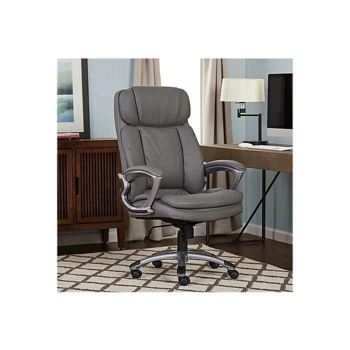 Serta Faribands Big And Tall Ergonomic Bonded Leather Swivel Executive Chair, Gray (43675B) 9 Serta Faribands Big And Tall Ergonomic Bonded Leather Swivel Executive Chair, Gray (43675B) - Image 7