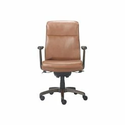 La-Z-Boy Dawson Ergonomic Faux Leather Swivel Executive Chair, Saddle Brown (CHR10083C)