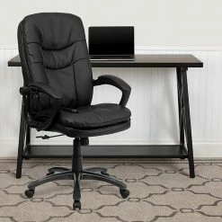 Flash Furniture Mid-Back Massaging Leather Executive Office Chair With Padded Loop Arms, Black -Office Chairs Shop unnamed file 3662