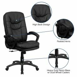 Flash Furniture Mid-Back Massaging Leather Executive Office Chair With Padded Loop Arms, Black -Office Chairs Shop unnamed file 3666