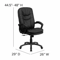 Flash Furniture Mid-Back Massaging Leather Executive Office Chair With Padded Loop Arms, Black -Office Chairs Shop unnamed file 3667