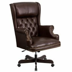 Flash Furniture CIJ600BRN Leathersoft Traditional Executive Chair, Brown