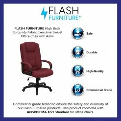 Flash Furniture High Back Fabric Executive Office Chair With Padded Nylon Arms, Burgundy -Office Chairs Shop unnamed file 3680