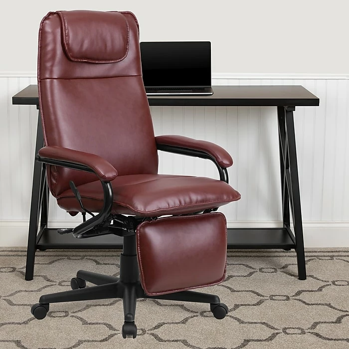 Flash Furniture High-Back LeatherSoft Executive Chair, Fixed Arms, Burgundy 4 Flash Furniture High-Back LeatherSoft Executive Chair, Fixed Arms, Burgundy - Image 2