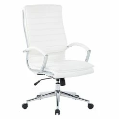 Office Star Pro-Line II White Faux Leather High Back Manager's Chair With Chrome Finish Arms And Base (SPX23590C-U11)