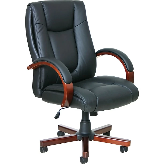 Global OTG® Luxhide Bonded Leather Executive Chair With Wood Arms And Base, Cordovan (OTG11300B) 3 Global OTG® Luxhide Bonded Leather Executive Chair With Wood Arms And Base, Cordovan (OTG11300B)
