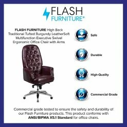 Flash Furniture Leather High Back Traditional Tufted Multifunction Executive Chair, Burgundy (BT90269HBY) -Office Chairs Shop unnamed file 3739
