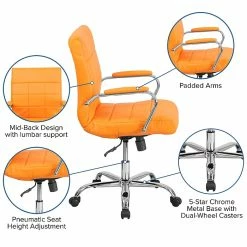 Flash Furniture Mid-Back, Orange Vinyl Executive Swivel Office Chair With Chrome Arms [GO-2240-ORG-GG] -Office Chairs Shop unnamed file 3779