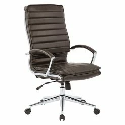 Office Star Pro-Line II Espresso Faux Leather High Back Manager's Chair With Chrome Finish Arms And Base (SPX23590C-U1)