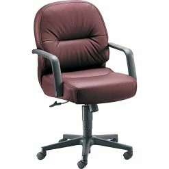 HON® 2090 Series Leather Executive Mid-Back Chair, Burgundy