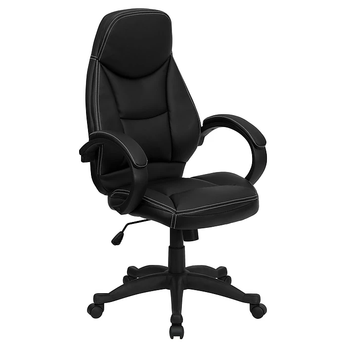 Flash Furniture Leather Computer And Desk Chair, Black (HHLC0005HI1B) 3 Flash Furniture Leather Computer And Desk Chair, Black (HHLC0005HI1B)