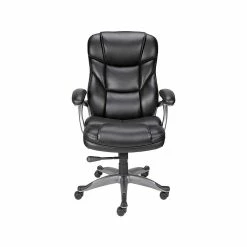 Staples Osgood High-Back Bonded Leather Manager Chair, Black (21076)