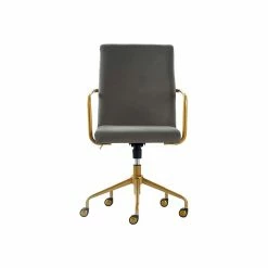 Elle Decor Giselle Fabric Computer And Desk Chair, Light Gray/Gold (CHR10058B)