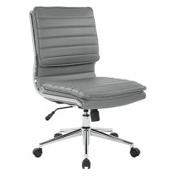 Office Star Pro-Line II Charcoal Gray Faux Leather Armless Mid-Back Manager's Chair With Chrome Finish Arms And Base (SPX23592C-U42)