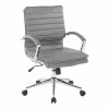 Office Star Pro-Line II Charcoal Gray Faux Leather Mid-Back Manager's Chair With Chrome Finish Arms And Base (SPX23591C-U42)