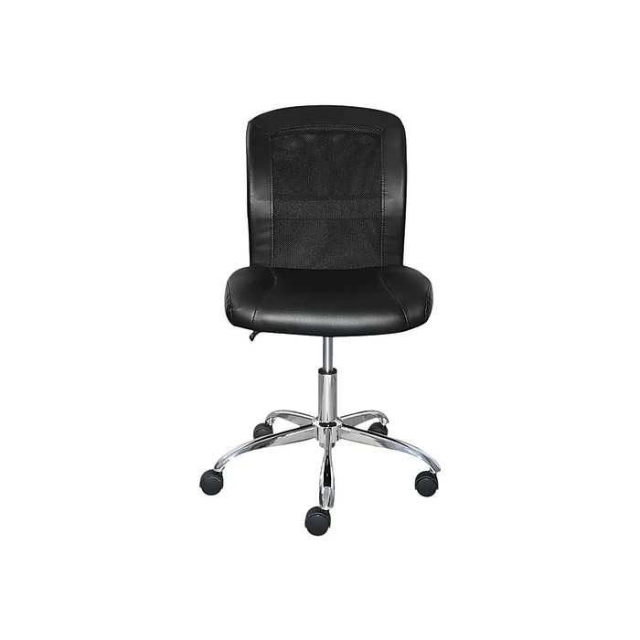 Serta Essentials Armless Ergonomic Bonded Leather/Mesh Swivel Task Chair, Black (48740) 3 Serta Essentials Armless Ergonomic Bonded Leather/Mesh Swivel Task Chair, Black (48740)