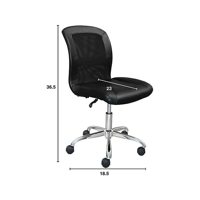 Serta Essentials Armless Ergonomic Bonded Leather/Mesh Swivel Task Chair, Black (48740) 7 Serta Essentials Armless Ergonomic Bonded Leather/Mesh Swivel Task Chair, Black (48740) - Image 5