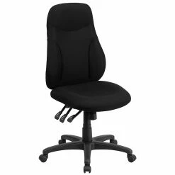 Flash Furniture BT90297H High Back Black Fabric Multi-Functional Ergonomic Swivel Task Chair